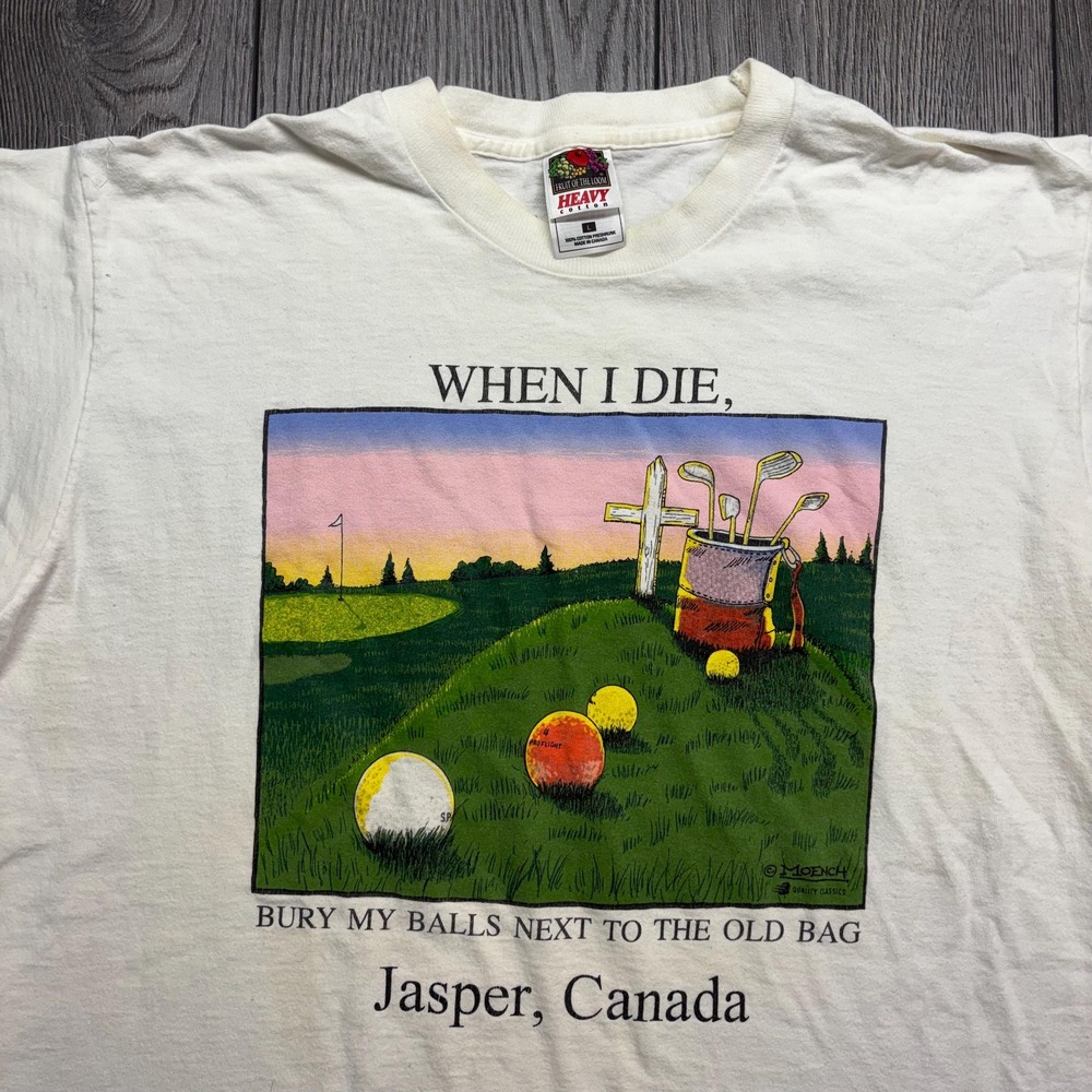 Vintage Golf When I Die 1990s Funny T Shirt Jasper Large Burry Balls Bag - Picture 2 of 8